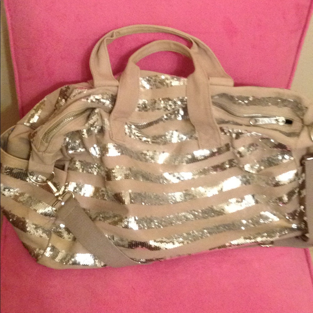 Victoria Secret Pink Silver only W/Tan Tote - Picture 3 of 5